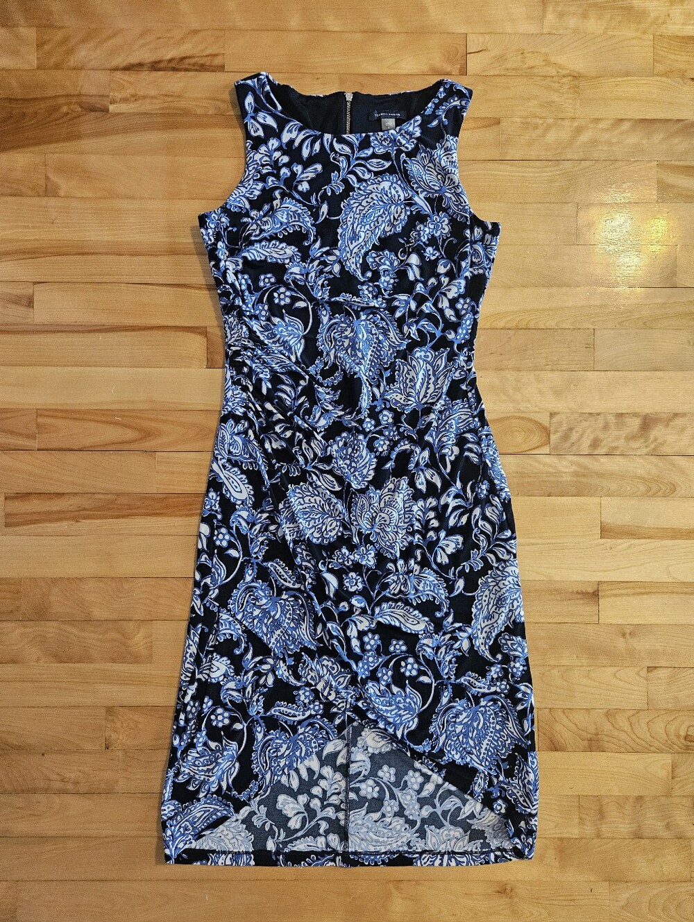 Tommy Hilfiger Black and Blue Paisley High-Low Dress
